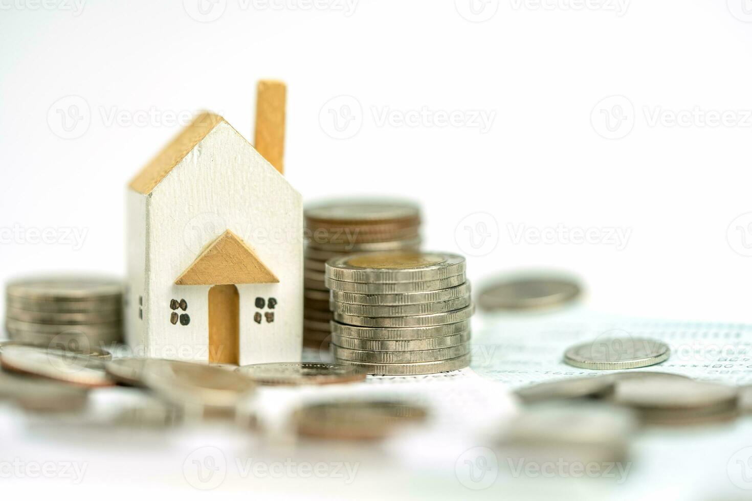 Real estate and money. Mortgages, financial accounting, calculation of business profits or losses photo