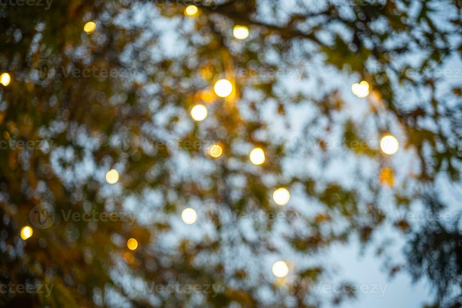 Light lamp festival or festive illuminated courtyard in the evening blur bokeh photo