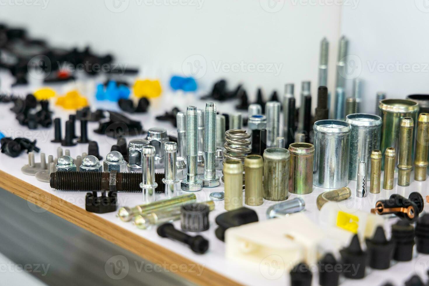 Factory industrial screws and bushings, metal and brass car and machine accessories photo