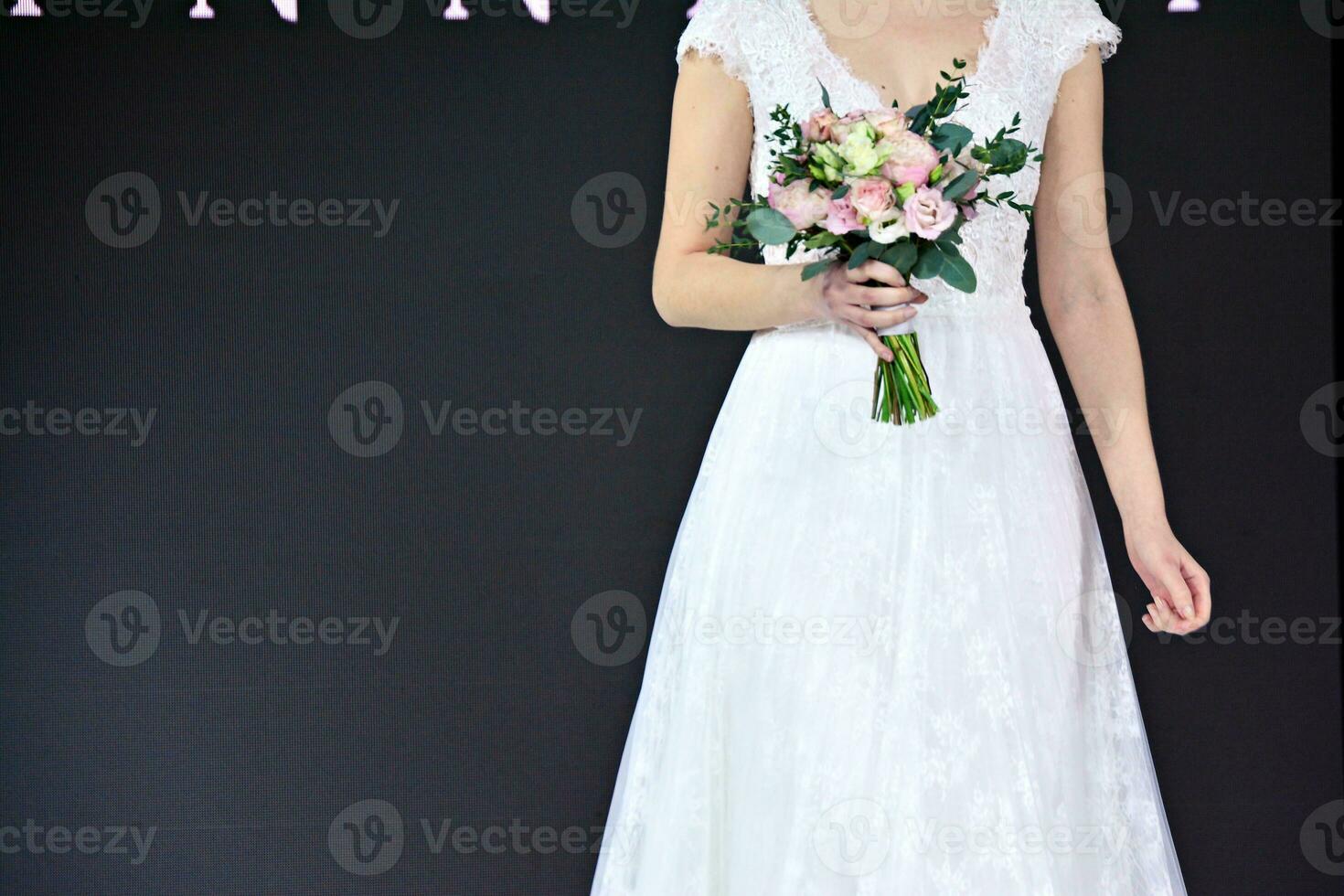 Beautiful wedding dress. Close-up photo