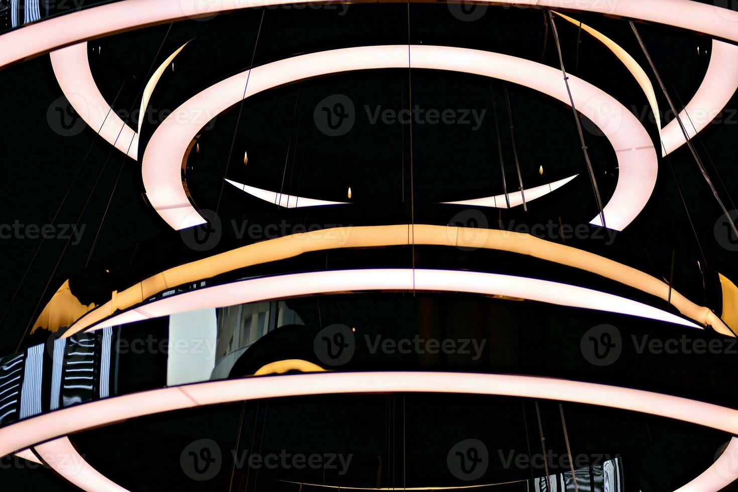 Abstract interior fragment. Stylized illumination with modern LED lamps. photo