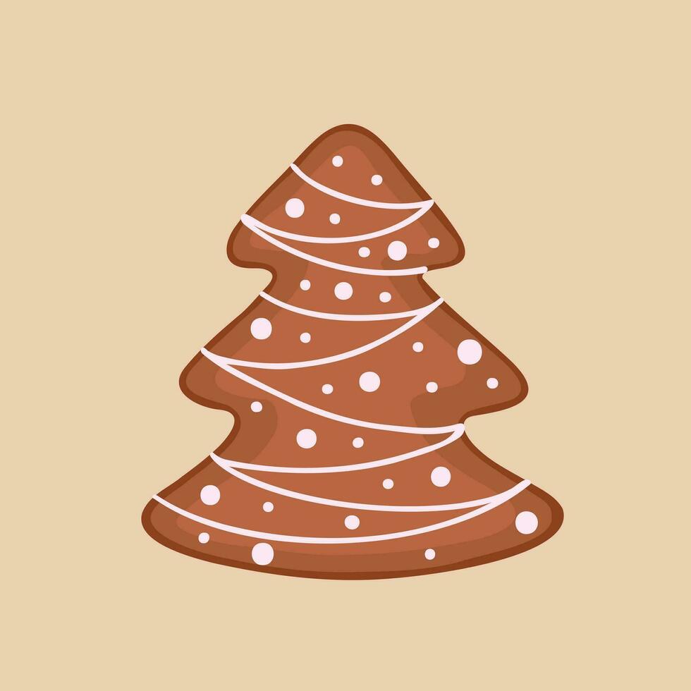 ginger Christmas tree, cookie. Illustration for printing, backgrounds, covers and packaging. Image can be used for greeting cards, posters, stickers and textile. Isolated on white background. vector