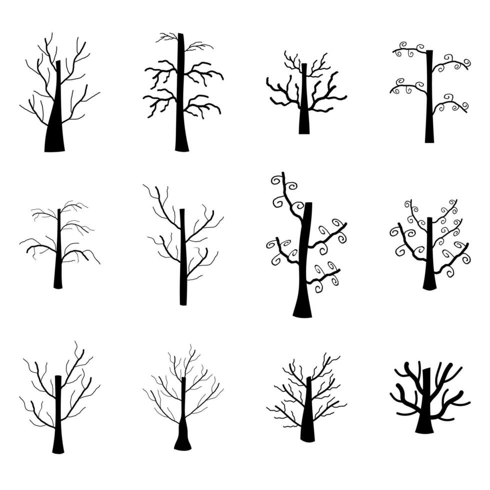 Halloween ghost tree. Icon vector set