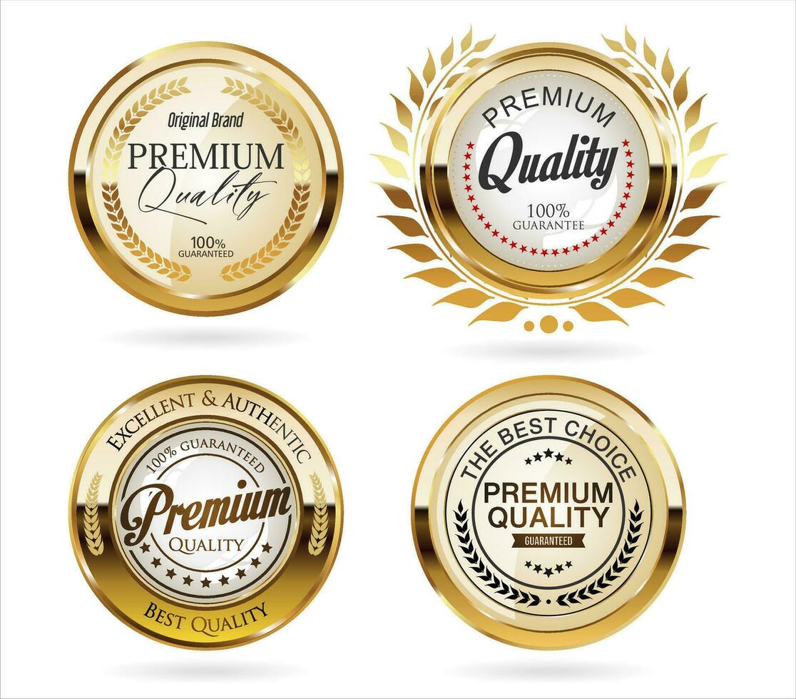 Premium quality golden labels retro vintage design collection vector