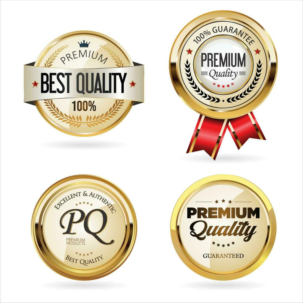 Premium quality golden labels retro vintage design collection vector
