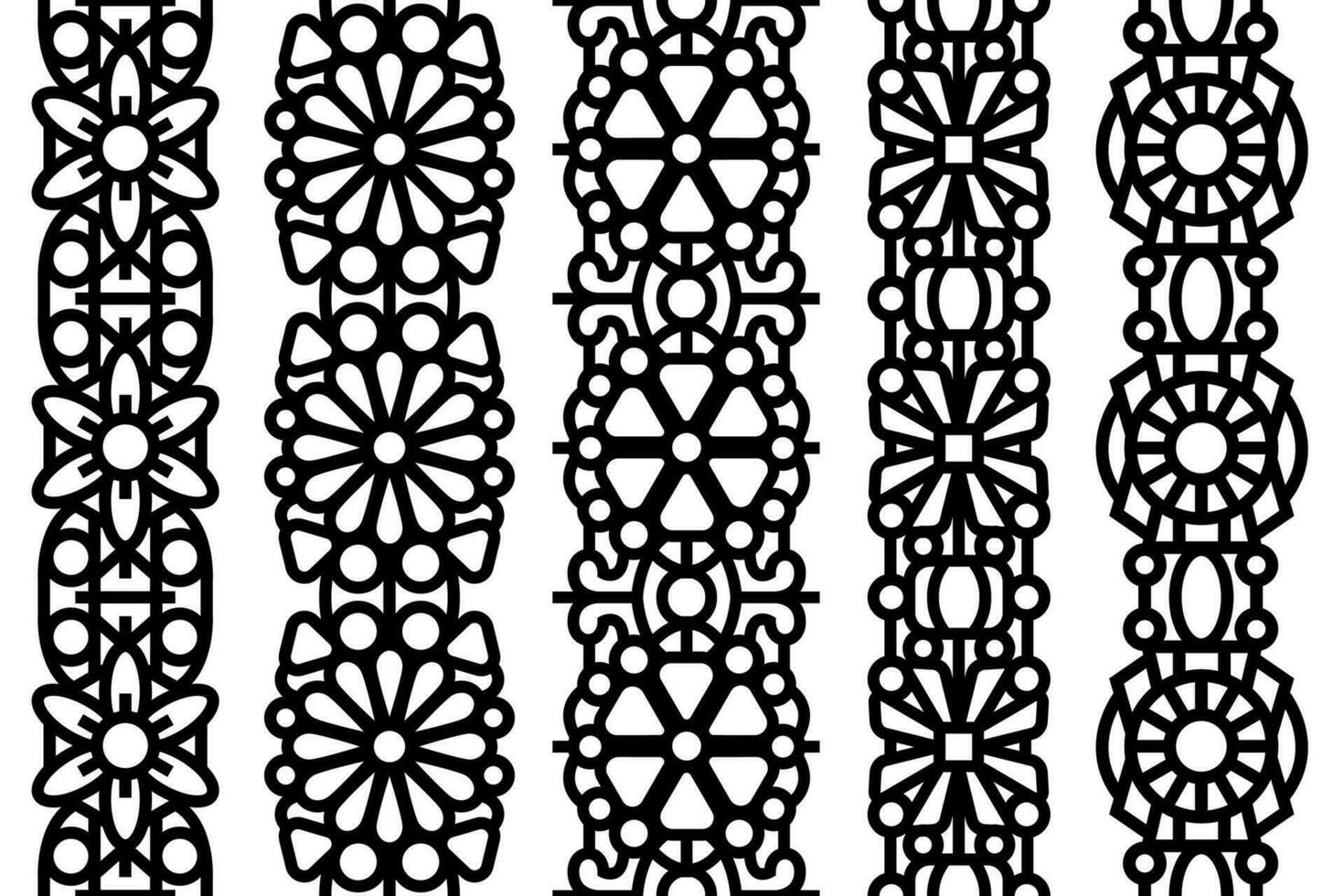 Seamless repeating lace trim pattern with floral elements. Vintage seamless ornate floral lace borders. vector