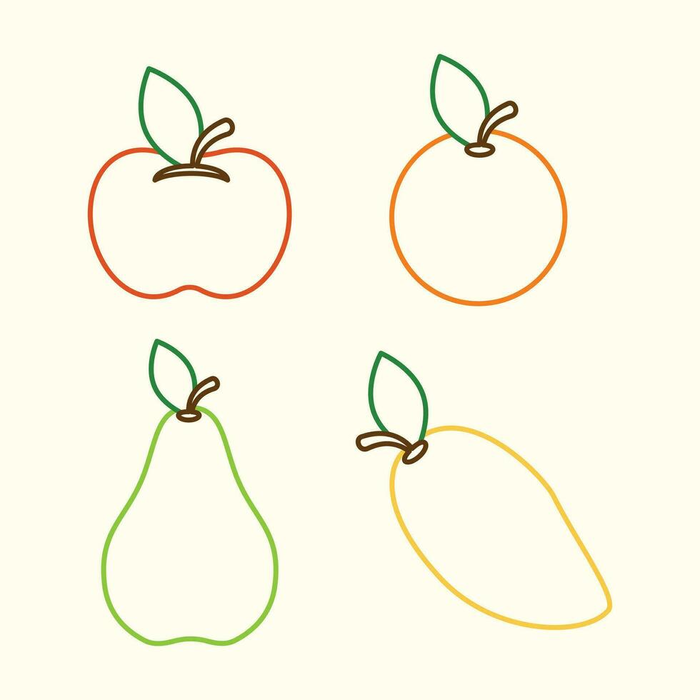 line art Illustration of fresh fruit, hand-drawn vector elements