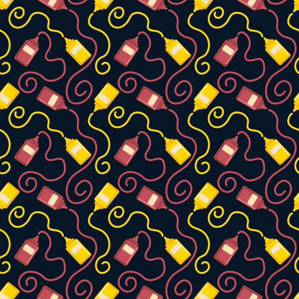 ketchup and chili sauce bottle seamless pattern vector