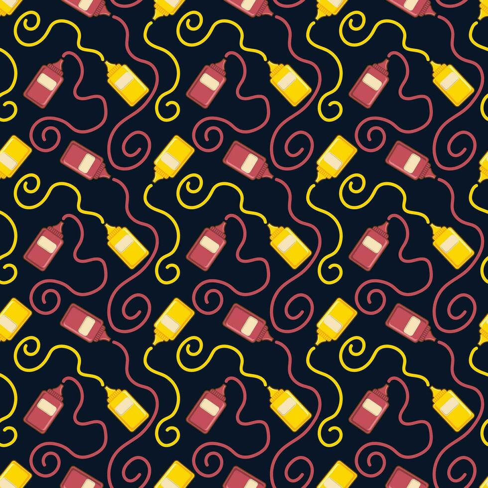 ketchup and chili sauce bottle seamless pattern vector