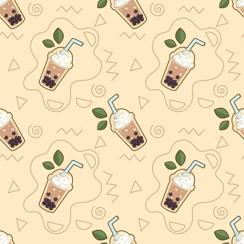 bubble tea seamless pattern vector illustration