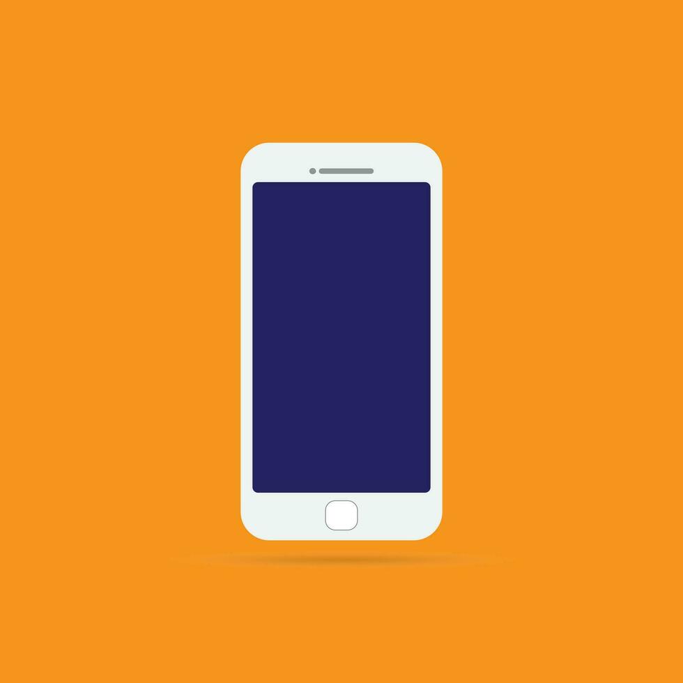 blanco teléfono inteligente realista vector ilustración aislamiento. moderno estilo móvil teléfono en naranja antecedentes.