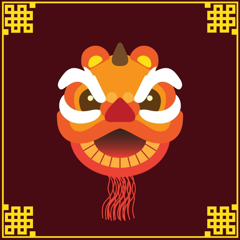 chino nuevo año león danza cabeza vector
