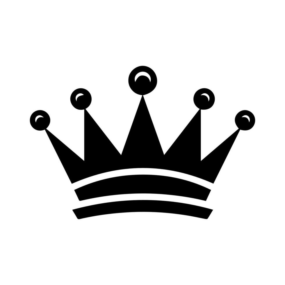 corona icono. un simple, negro silueta de un real corona. vector ilustración aislado en blanco antecedentes. ideal para logotipos, emblemas, insignias. lata ser usado en marca, web diseño.