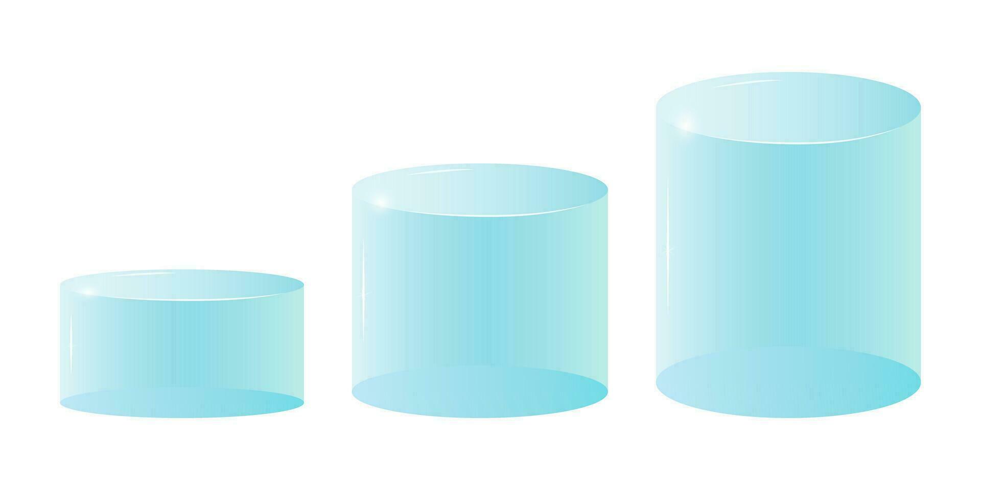 transparente vaso cubo formas en realista estilo. vector