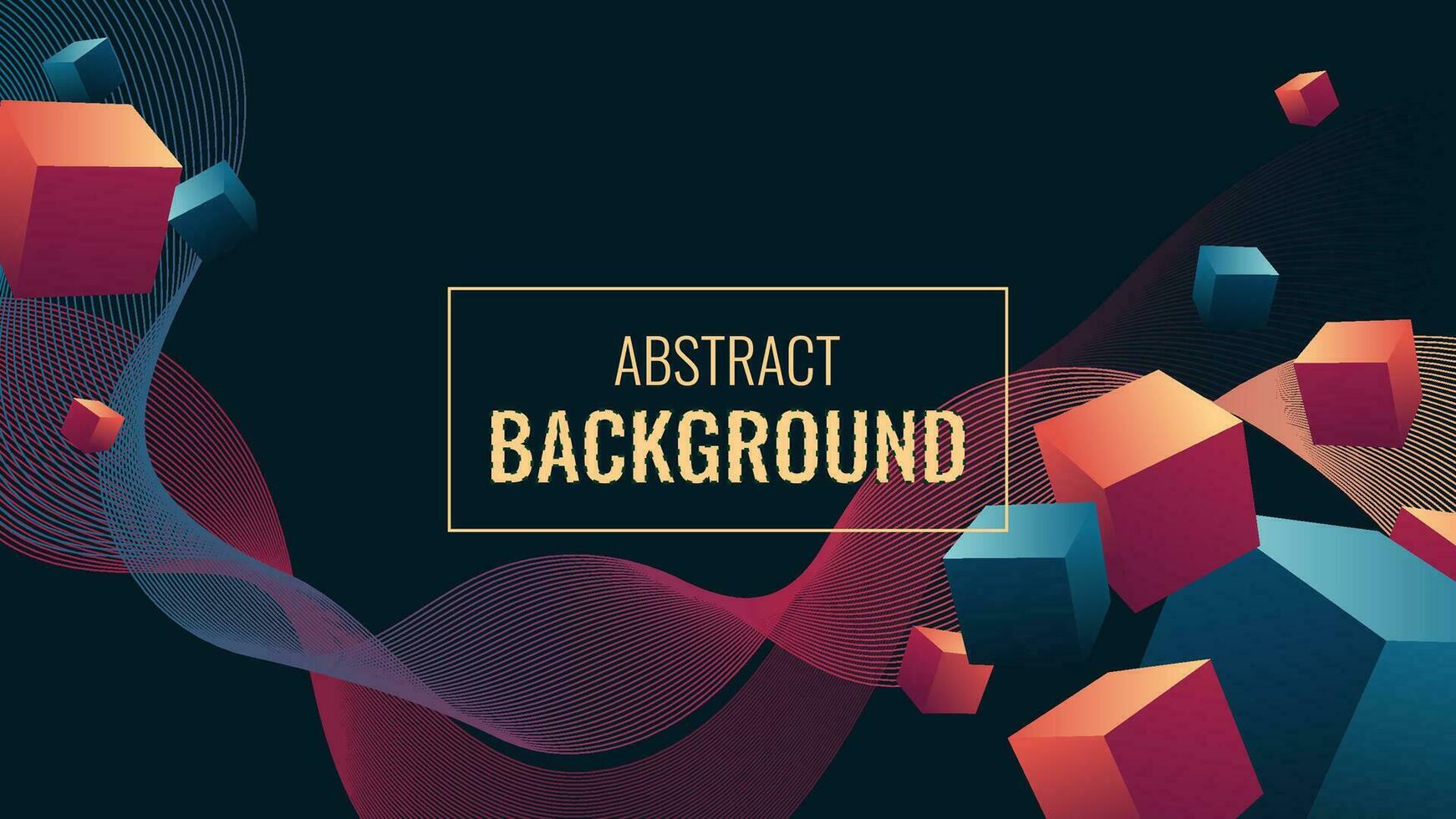 Abstract geometric background with 3d box style and wavy curve lines. Elegant abstract background vector