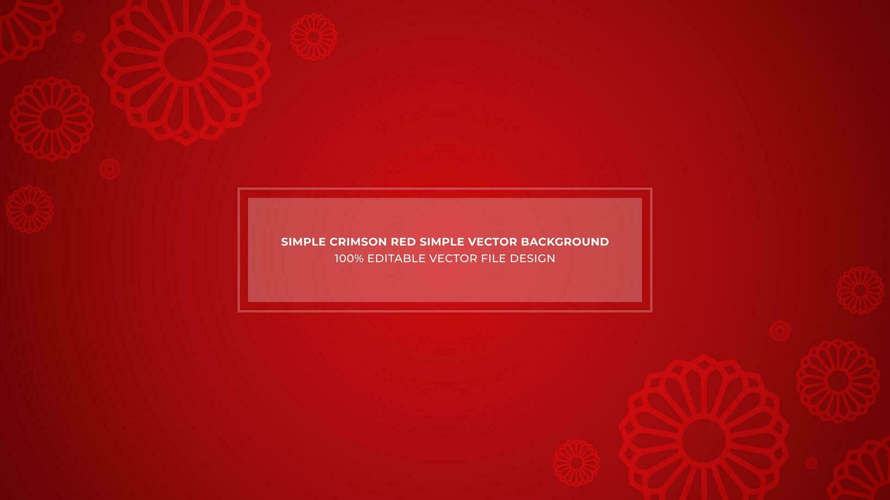 Monochromatic Crimson Red With Outline Flowers Decoration Simple Vector Background