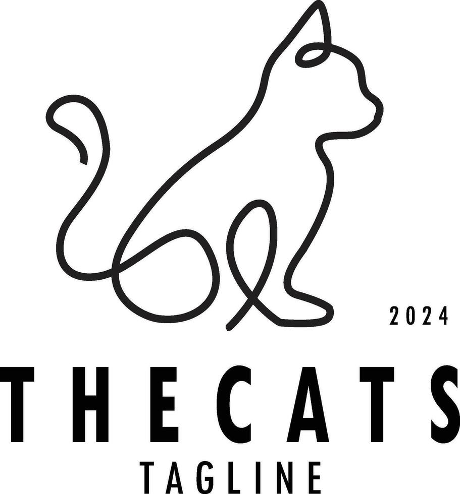Minimalist cats drawing set. Cat doodles in abstract hand drawn style, black and white line art vector illustration.