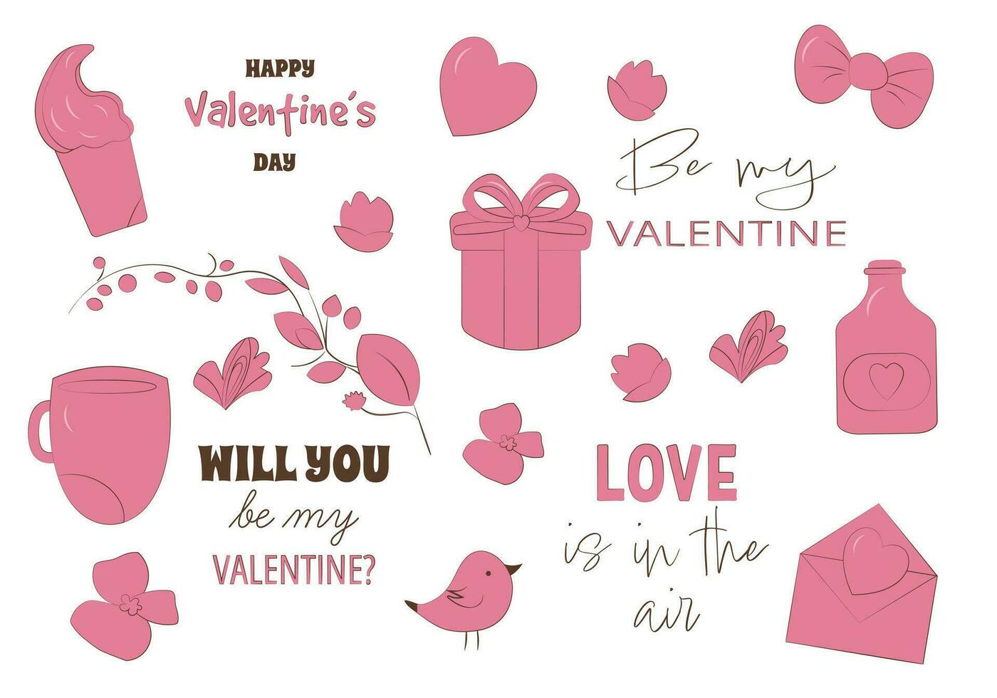 Valentines day pink set vector