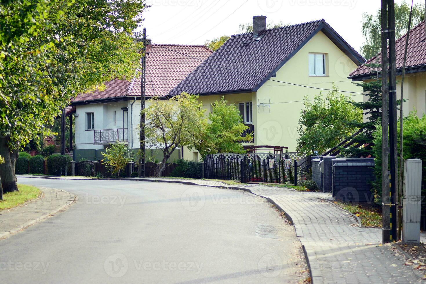 Old city buildings in a small town. photo