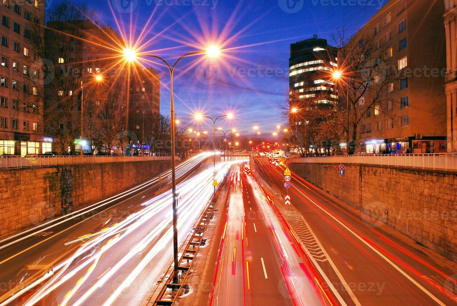 Light streaks and traces of movement in the city photo