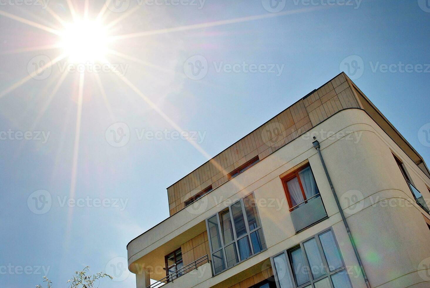 Modern and new apartment building. Multistoried, modern, new and stylish living block of flats. photo