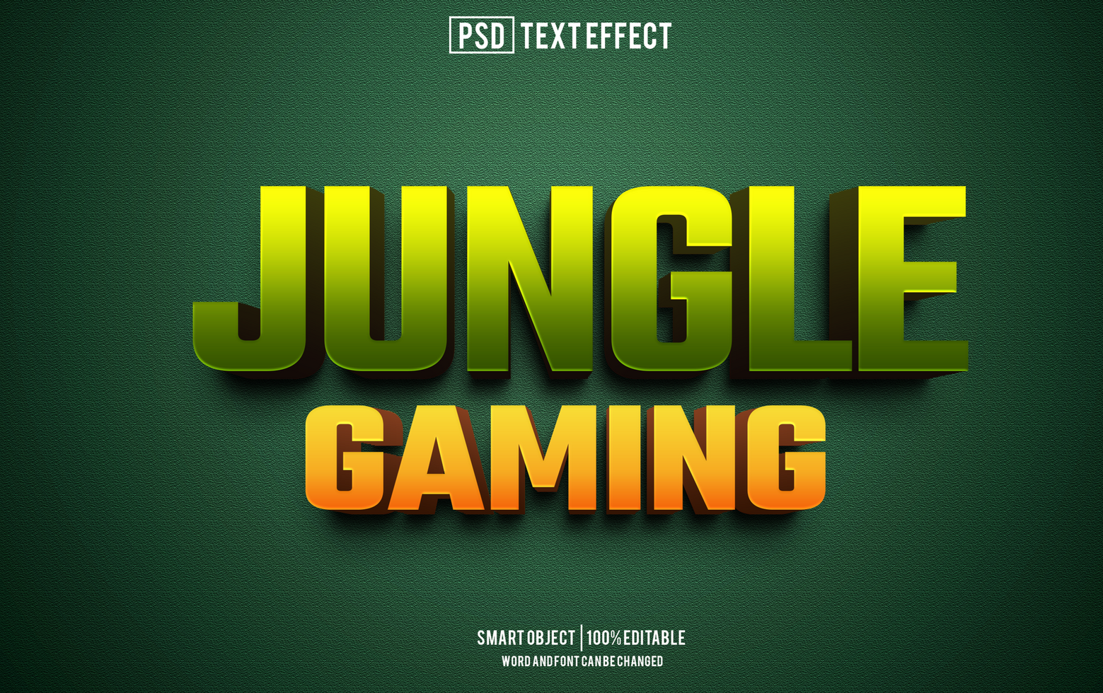 jungle gaming text effect, font editable, typography, 3d text for games. psd template