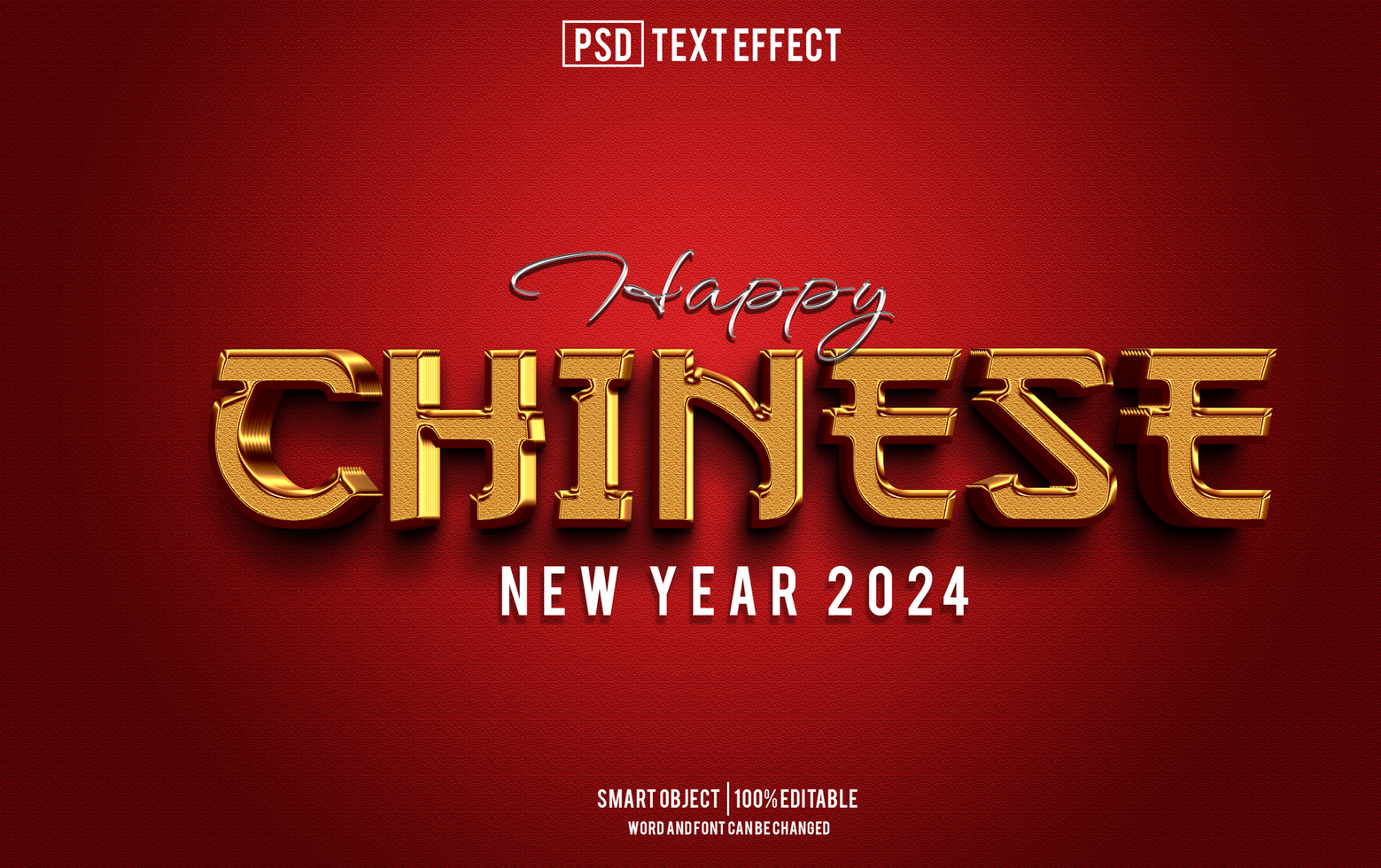 Happy new year chinese 2024 text effect mockup template psd