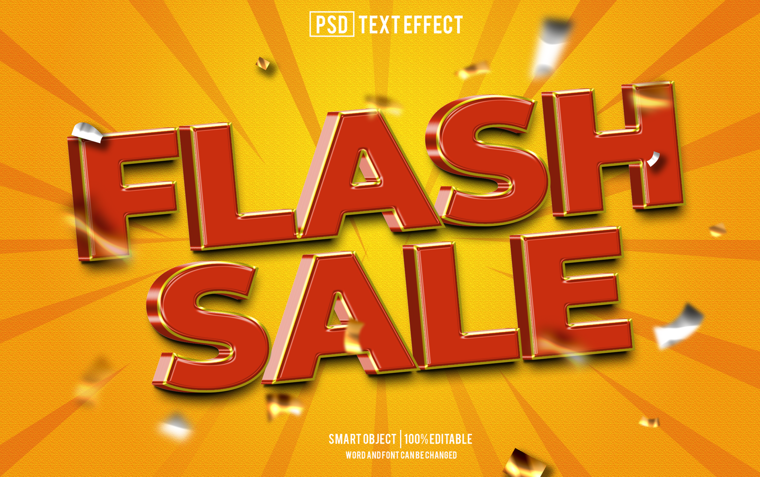 Flash sale text effect 3d editable psd