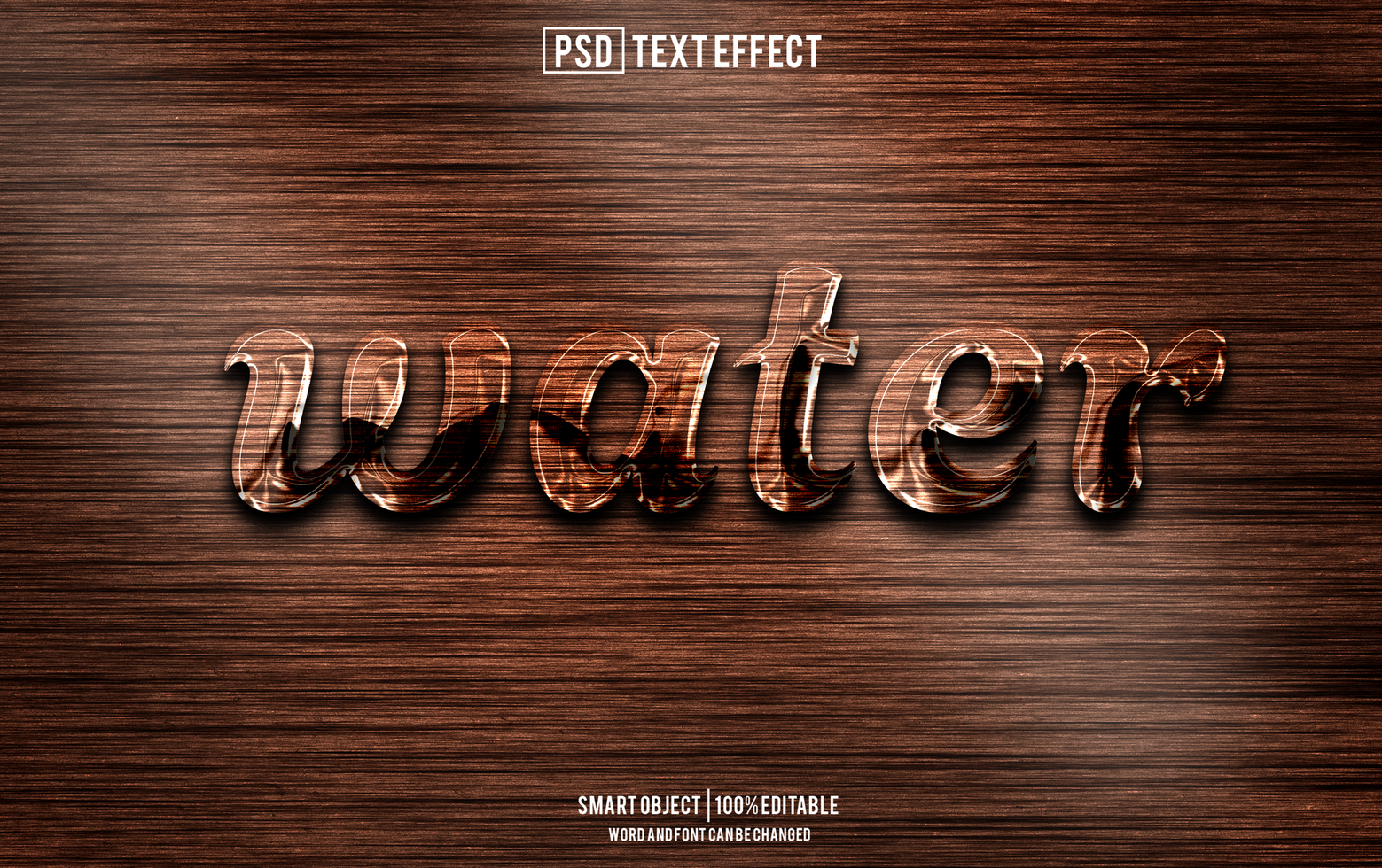 water text effect, font editable, typography, 3d text. psd