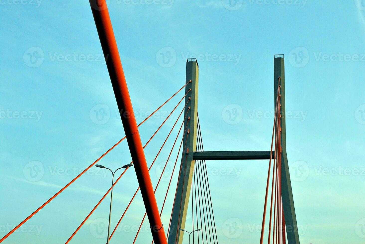 Pylon of the big bridge construction bottom view photography photo