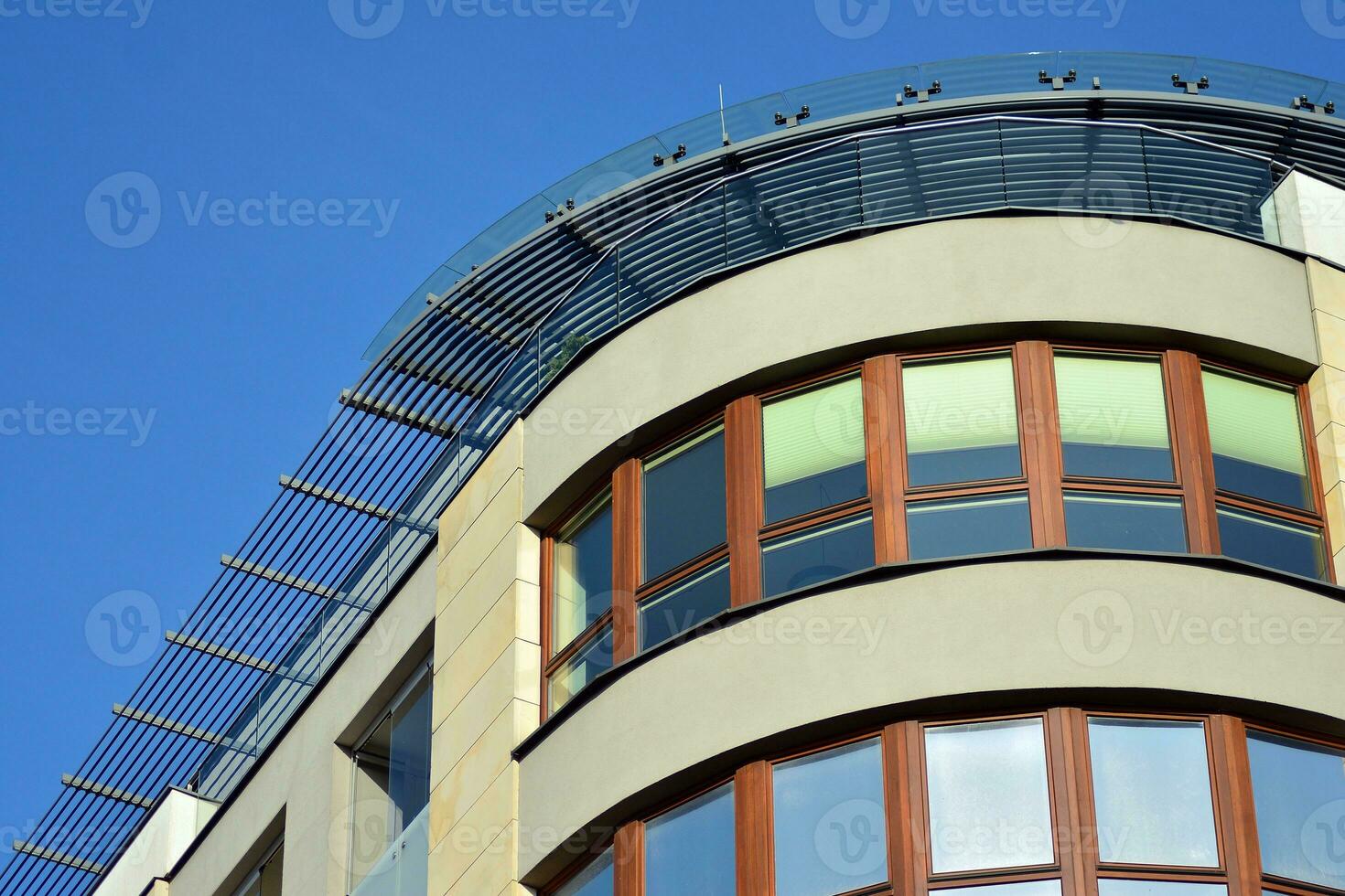 Modern and new apartment building. Multistoried, modern, new and stylish living block of flats. photo