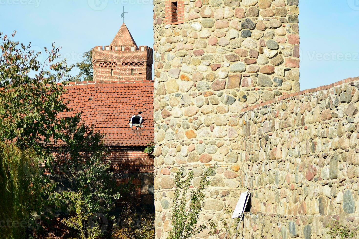 Old city buildings in a small town. photo