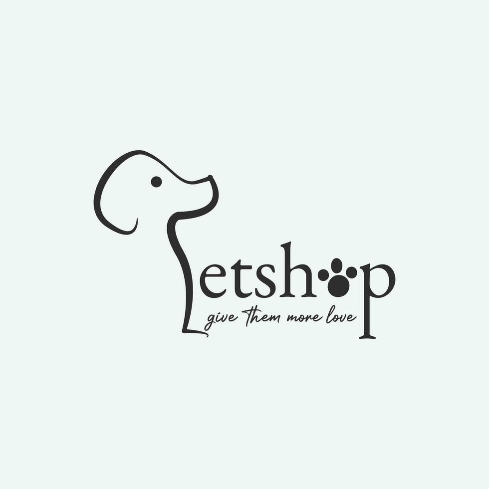 Pet shop logo simple with head doggy and paws design vector