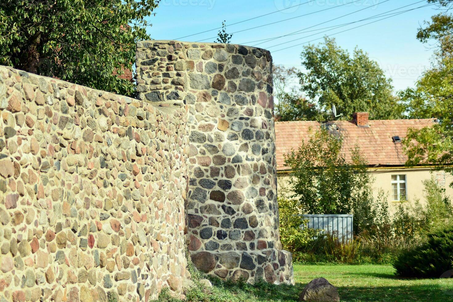 Old city buildings in a small town. photo