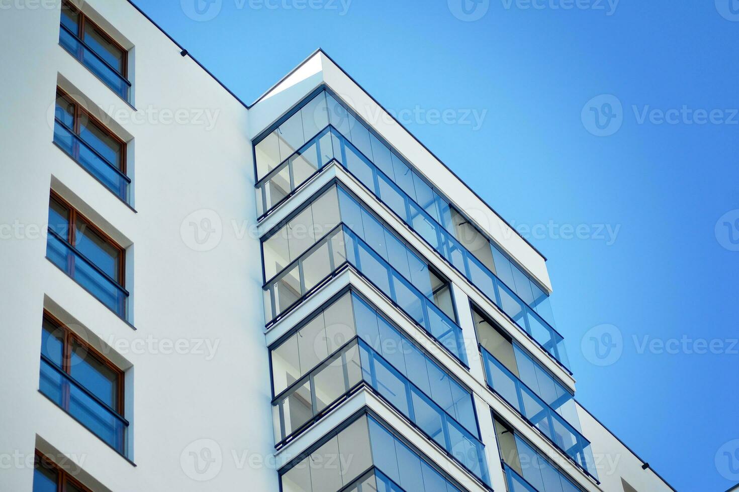 Modern and new apartment building. Multistoried, modern, new and stylish living block of flats. photo