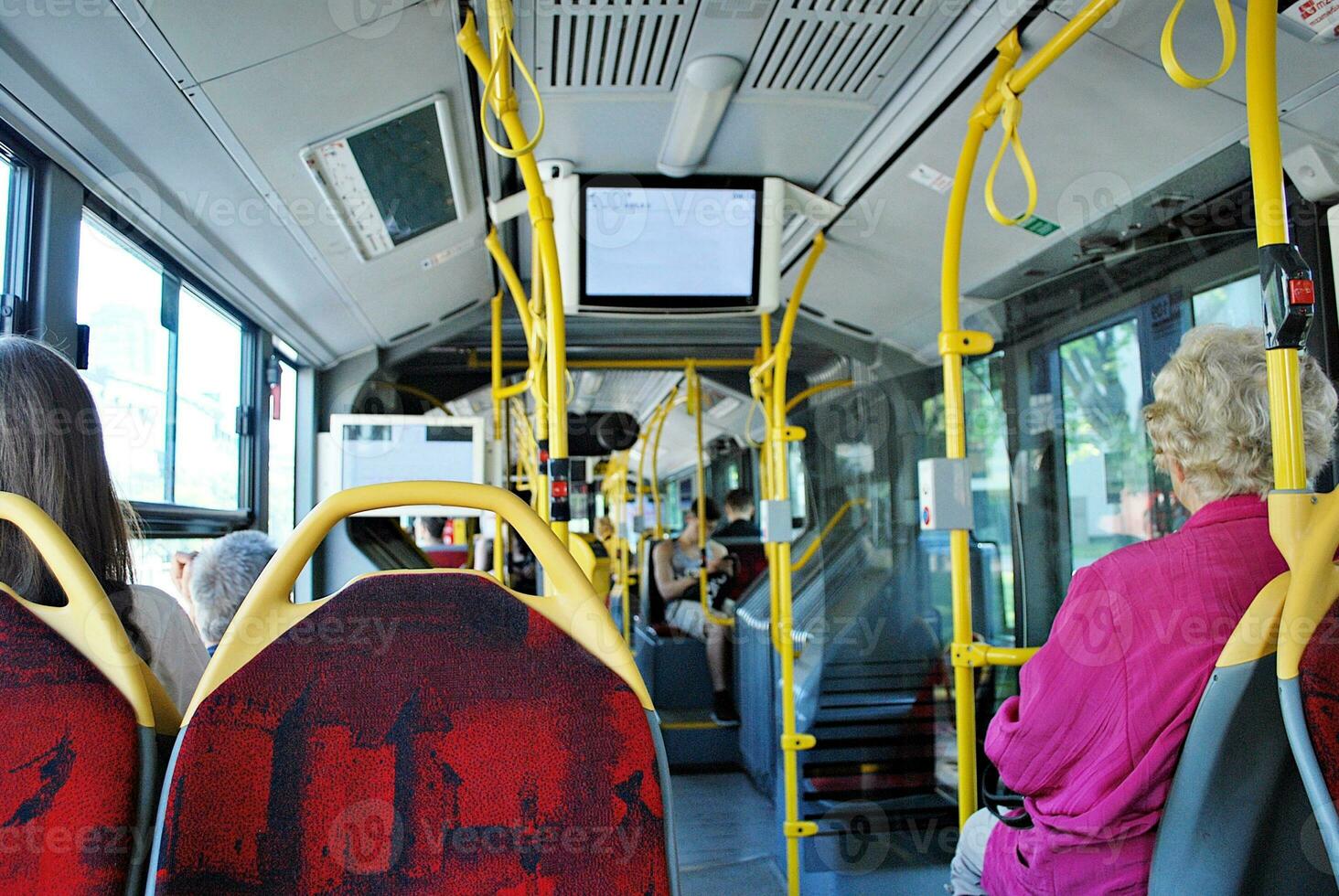 Interior of a city bus photo