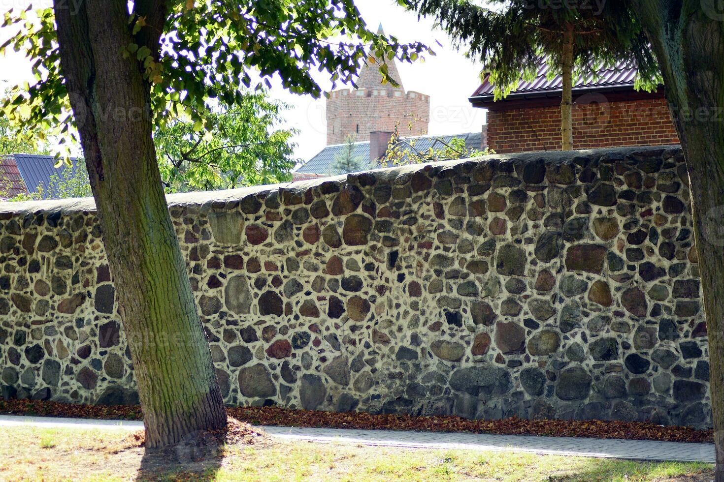Old city buildings in a small town. photo