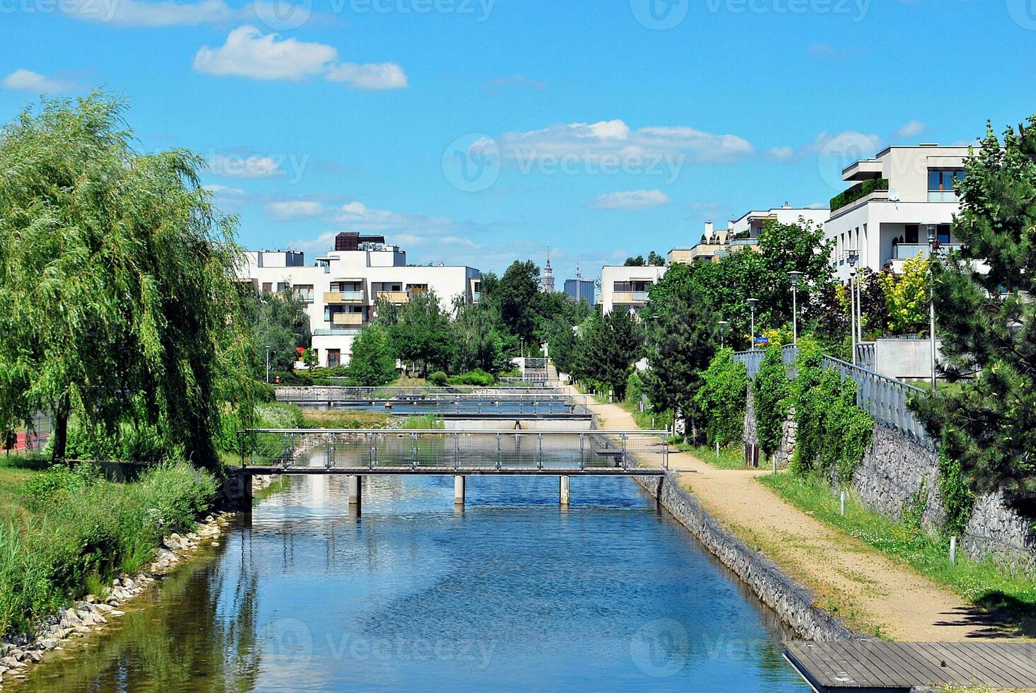 Modern and new apartment building. Multistoried, modern, new and stylish living block of flats. photo