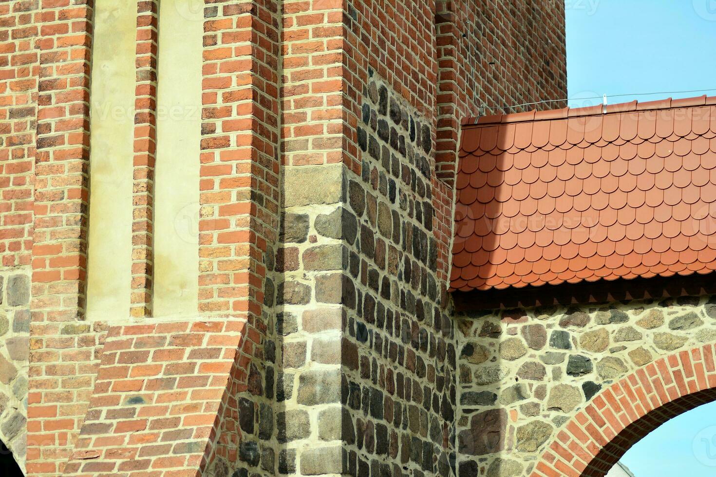 Old city buildings in a small town. photo