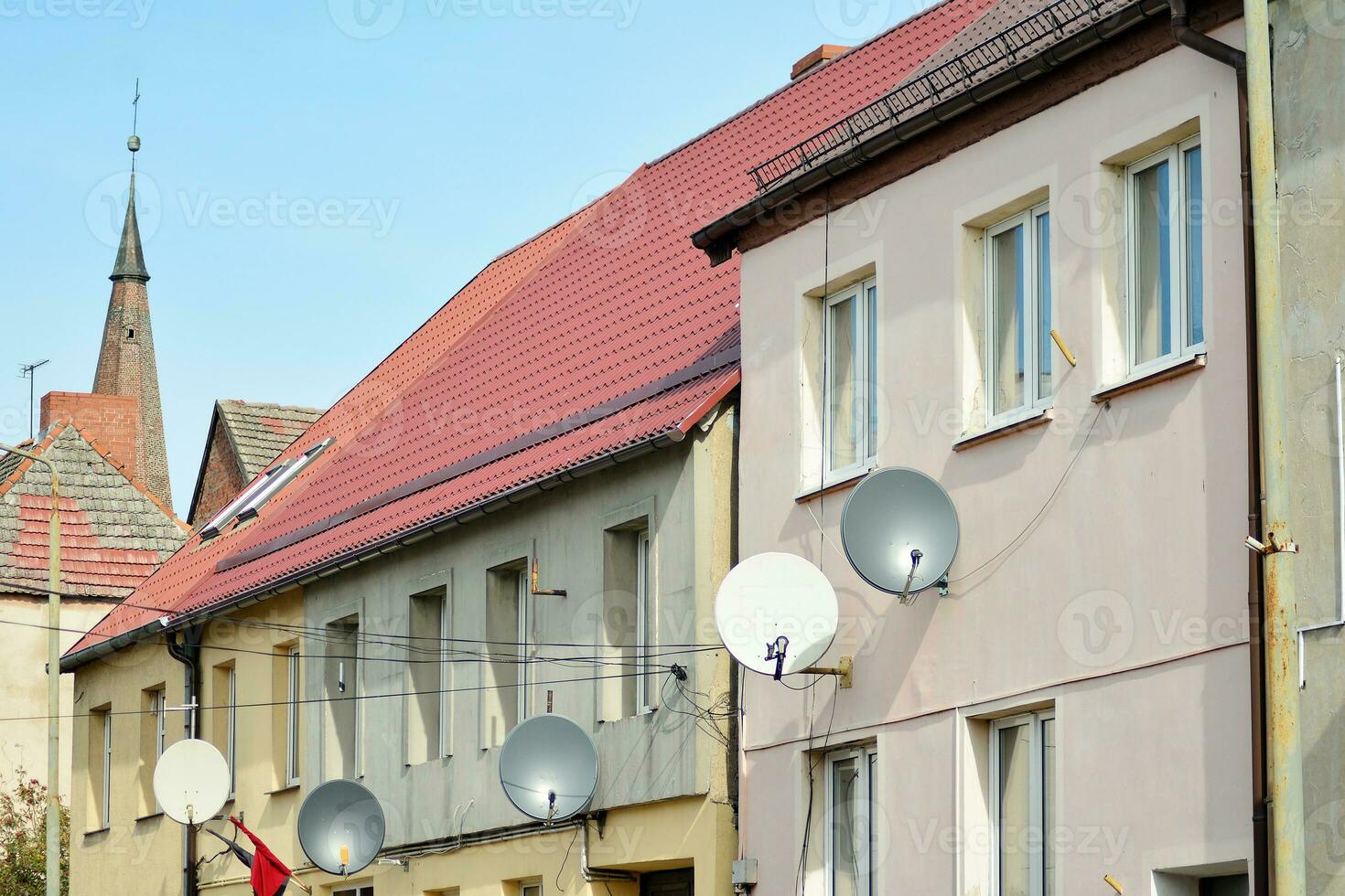 Old city buildings in a small town. photo