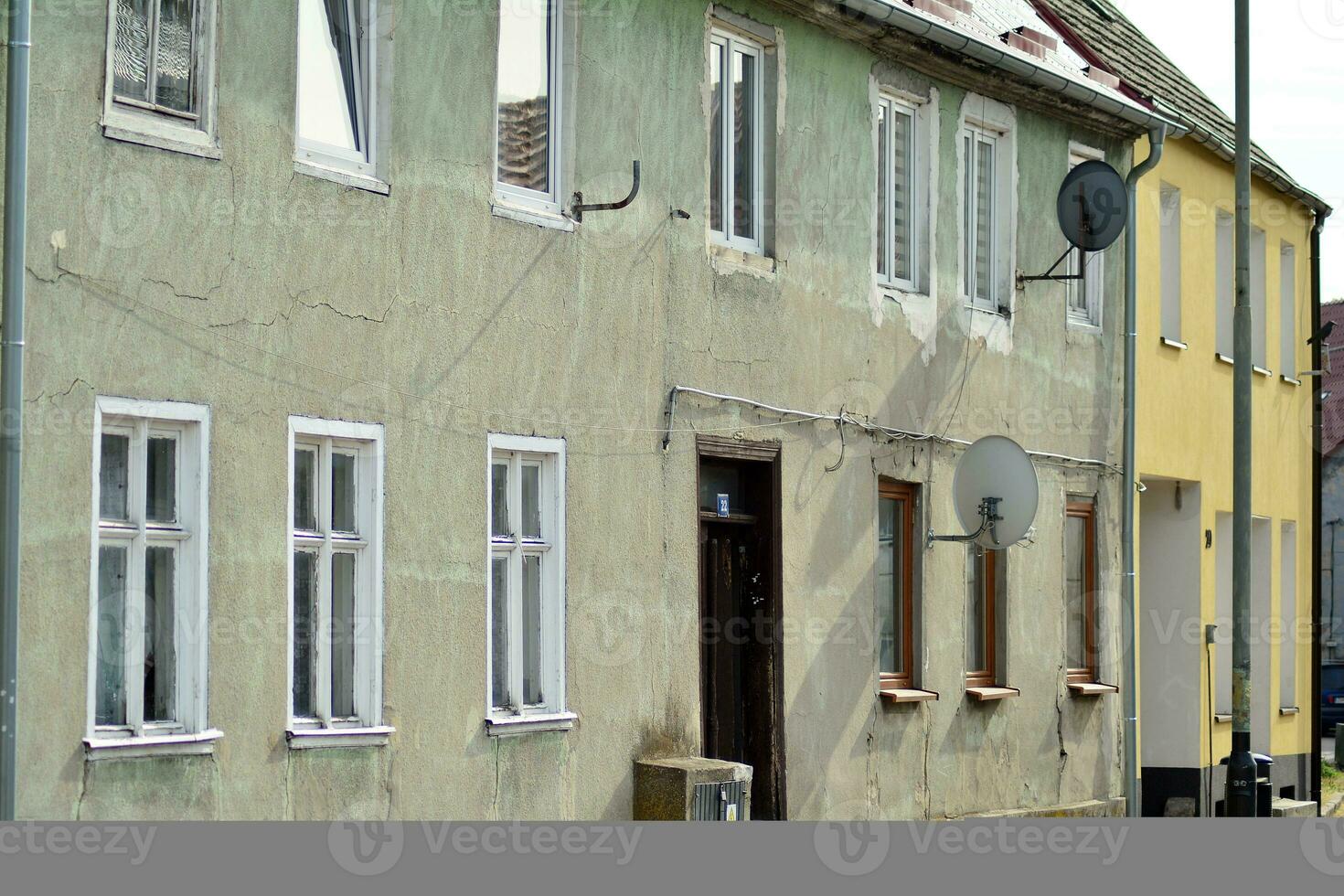 Old city buildings in a small town. photo