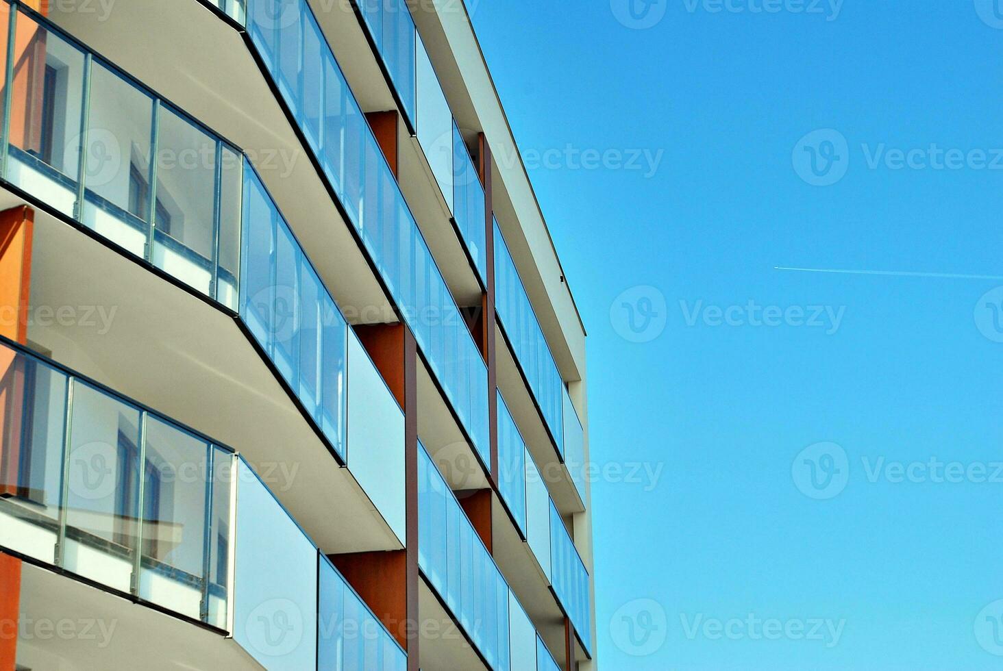 Modern and new apartment building. Multistoried, modern, new and stylish living block of flats. photo