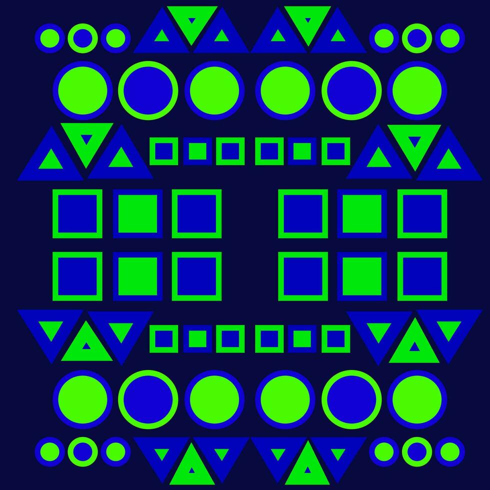 Vector abstract pattern in the form of green geometric shapes on a blue background