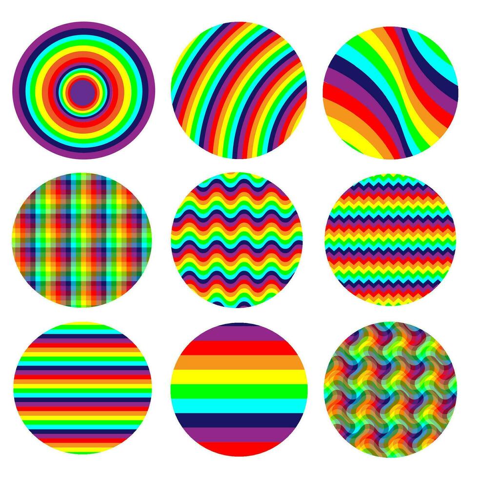 Set of colorful round vector covers for social media stories