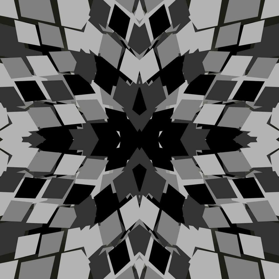 Vector monochrome abstract pattern in the form of a mosaic of geometric shapes on a gray background