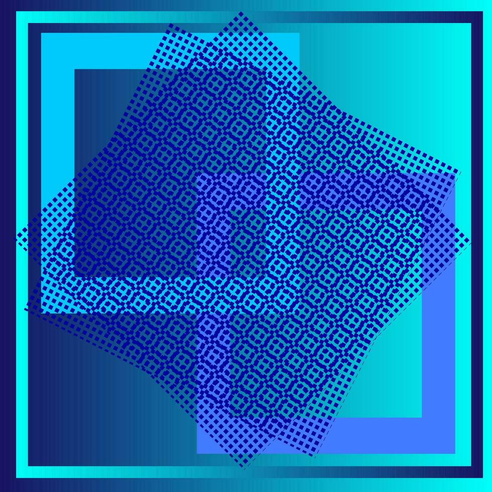Vector abstract monochromatic geometric pattern in the form of squares and quadrangles on a blue gradient background