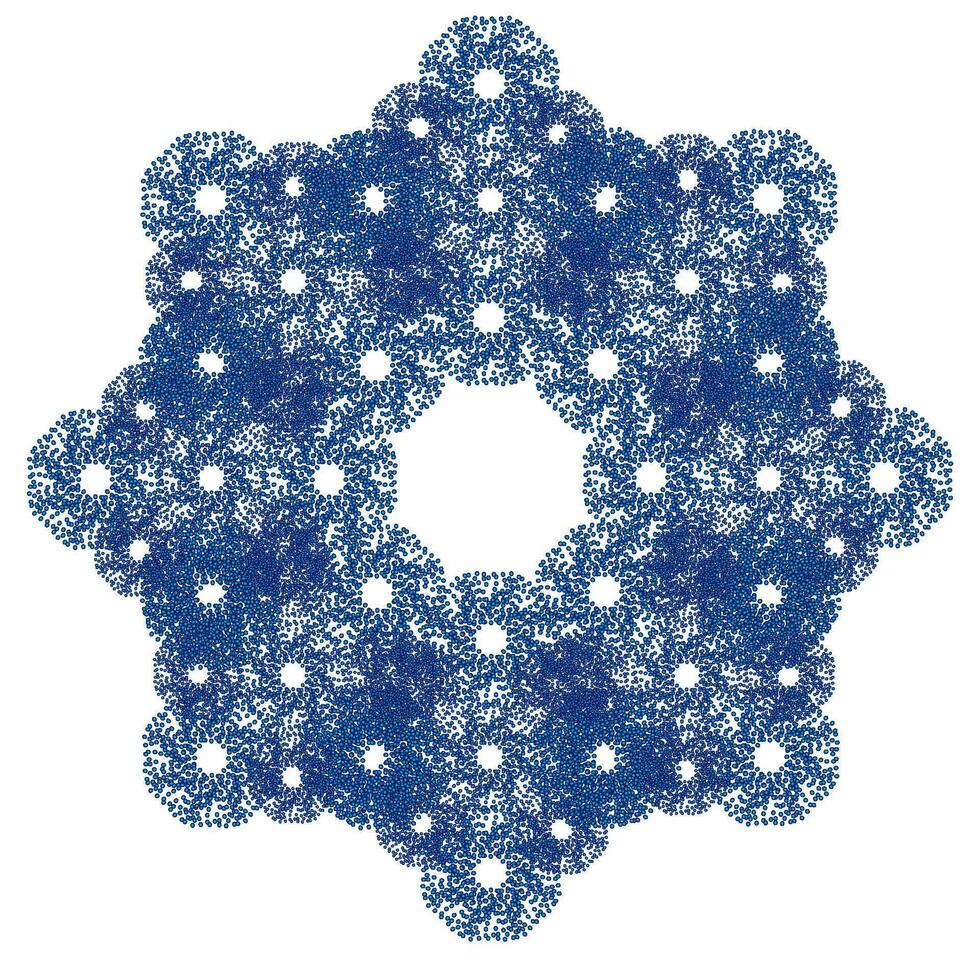 Vector festive winter illustration in the form of a beautiful blue snowflake on a white background