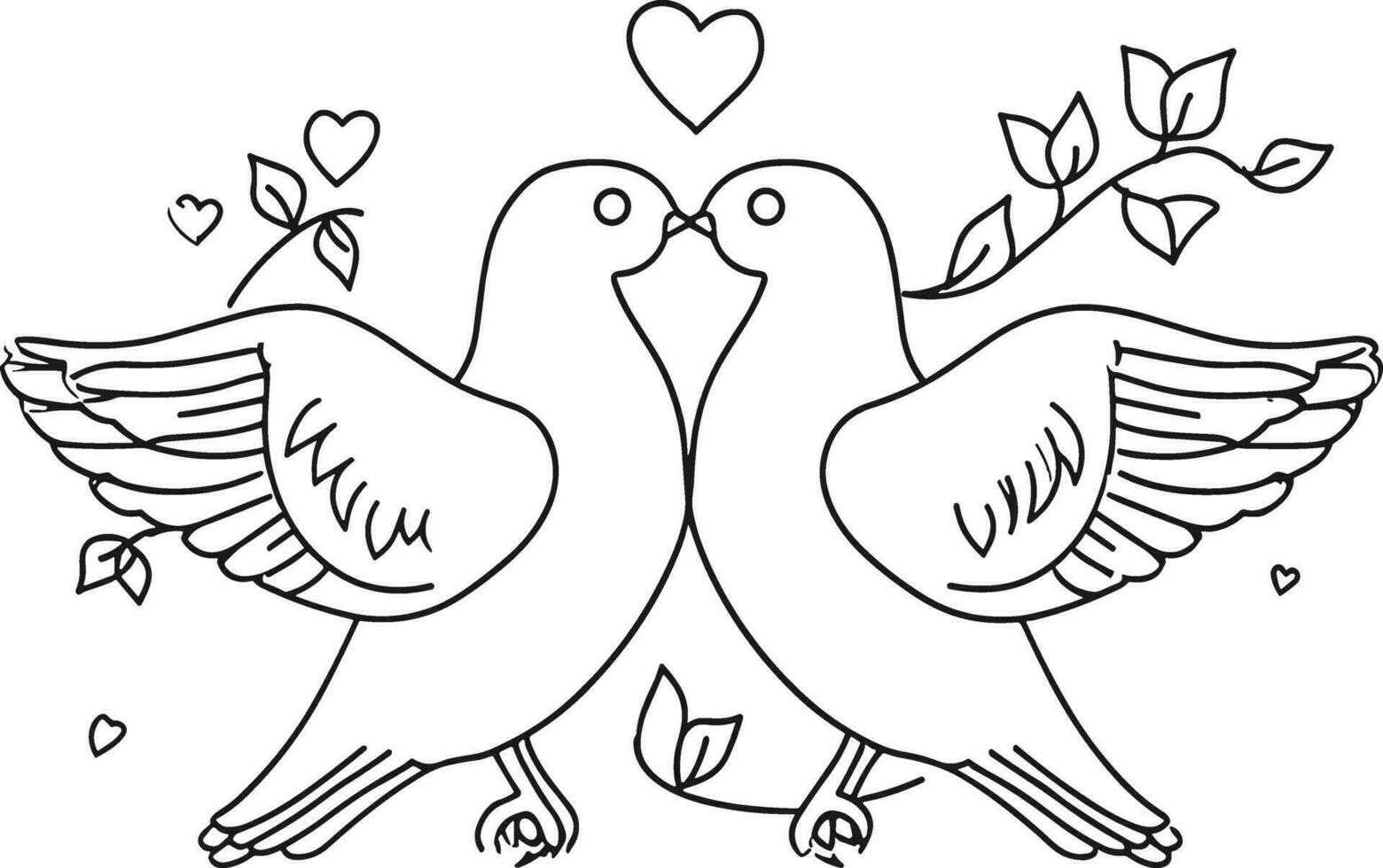 Couple Dove of love, vector of dove line art illustration , Valentine's Day concept, romantic symbol, love theme, decorative, romantic birds, valentine's decoration, couple birds