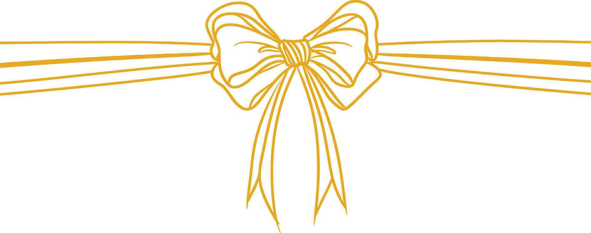 bows on gift Ribbon line art style vector, Banner ribbon, golden Flat banner ribbon for decorative design, Web banner, packaging, ornamental bow ribbon, present wrapping, craft, decorative element vector