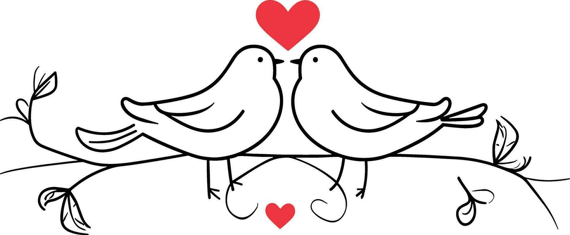 Pareja paloma de amar, vector de paloma línea Arte ilustración , San Valentín día concepto, romántico símbolo, amor tema, decorativo, romántico aves, San Valentín decoración, Pareja aves
